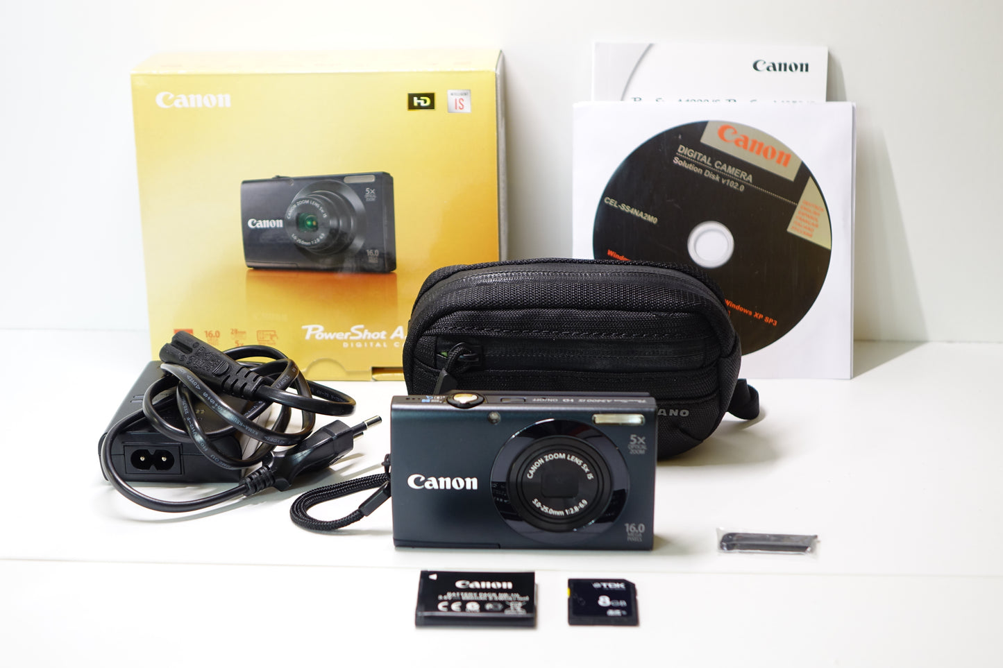 Canon PowerShot A3400 IS 16MP Nera Fotocamera Digicam SD 8GB + Custodia - Garanzia 12 mesi
