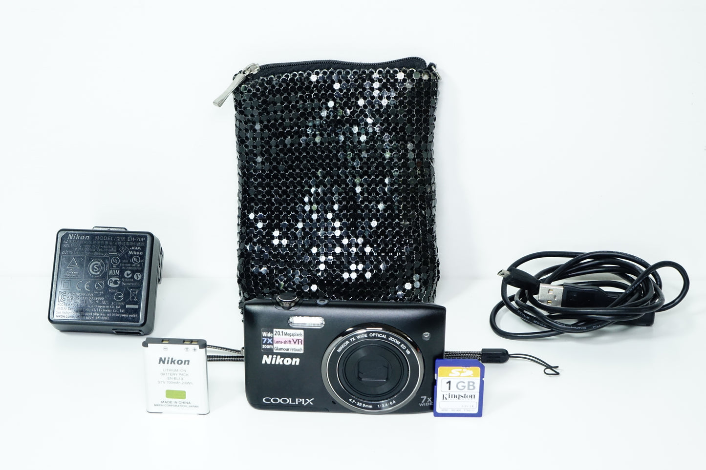 Nikon Coolpix S3500 Nera Compatta 20,1MP + Custodia, SD 1GB - GARANZIA 12 MESI