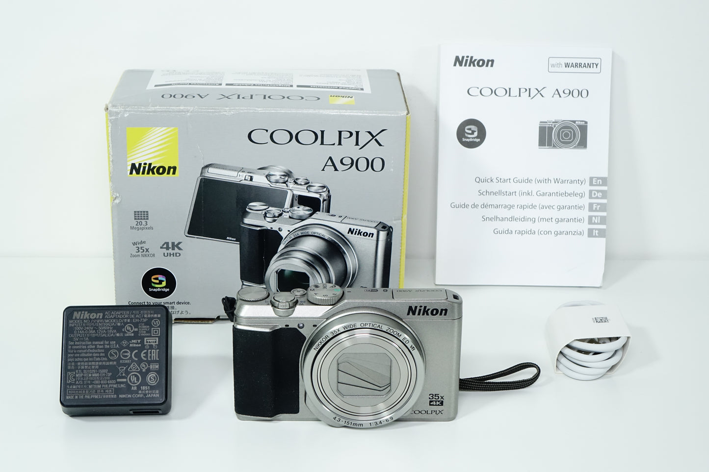 NIKON Coolpix A900 Silver Fotocamera Compatta 20MP 4K ZOOM 35X - Garanzia 12 mesi
