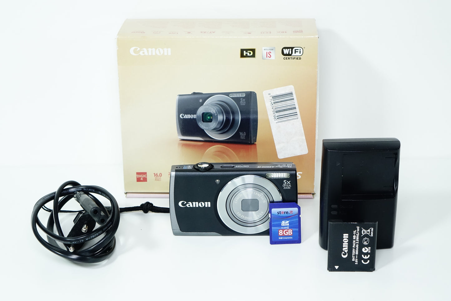 Canon PowerShot A3500 IS 16MP Fotocamera Compatta Grigia SD 8GB - Garanzia 12 mesi