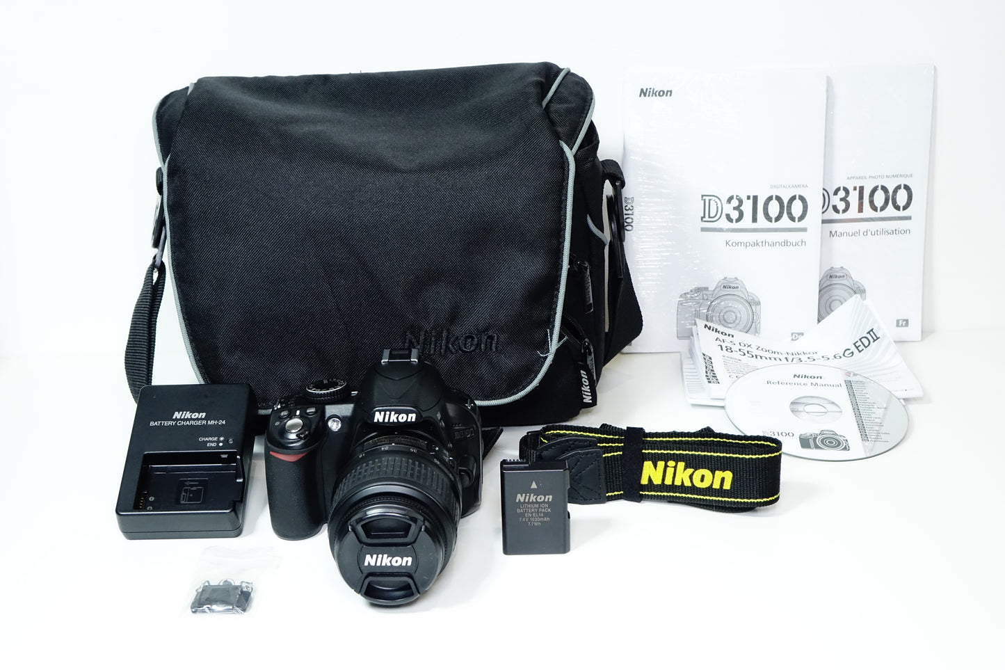 Nikon D3100 Obiettivo DX 18-55mm ED G II - BORSA 6415 SCATTI - Garanzia 12 mesi